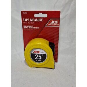 ACE  TAPE MEASURE,  25' x 1" Wide. Metric SAE, Thumb Lock, Belt Clip